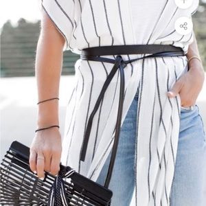 Ada SKINNY WRAP LEATHER BELT - BLACK